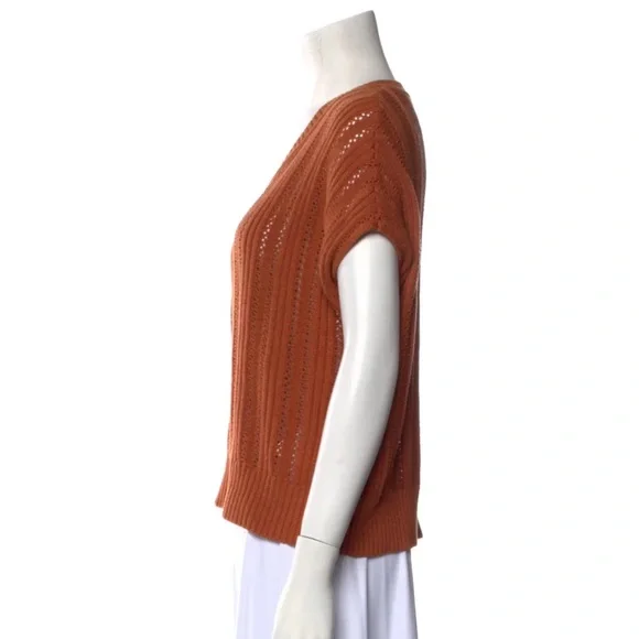 [Joie] V-Neck Dolman Short Sleeve Knit Sweater Burnt Orange Rust Size Small - Picture 9 of 11